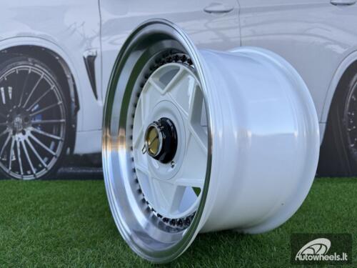 Ratlankis Ferrari Billet style 15X8.25J 4X100/4X114.3 ET20 73.1 White with Diamond cut lip and black rivets wheel