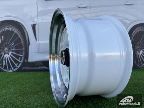 Ratlankis Ferrari Billet style 15X8.25J 4X100/4X114.3 ET20 73.1 White with Diamond cut lip and black rivets wheel