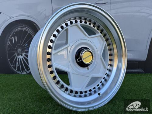 Ratlankis Ferrari Billet style 15X8.25J 4X100/4X114.3 ET20 73.1 White with Diamond cut lip and black rivets wheel