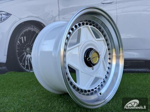Ratlankis Ferrari Billet style 15X8.25J 4X100/4X114.3 ET20 73.1 White with Diamond cut lip and black rivets wheel