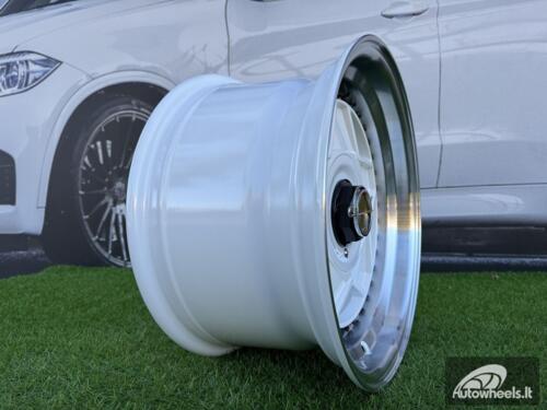 Ratlankis Ferrari Billet style 15X8.25J 4X100/4X114.3 ET20 73.1 White with Diamond cut lip and black rivets wheel