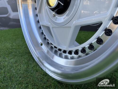 Ratlankis Ferrari Billet style 15X8.25J 4X100/4X114.3 ET20 73.1 White with Diamond cut lip and black rivets wheel