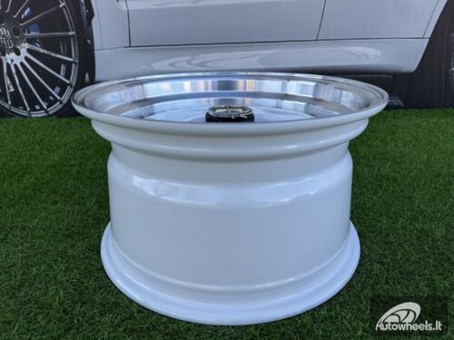 Ratlankis Ferrari Billet style 15X8.25J 4X100/4X114.3 ET20 73.1 White with Diamond cut lip and black rivets wheel
