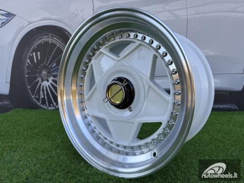 Ratlankis Ferrari Billet style 15X8.25J 4X100/4X108 ET20 73.1 White with Diamond cut lip and chrome rivets