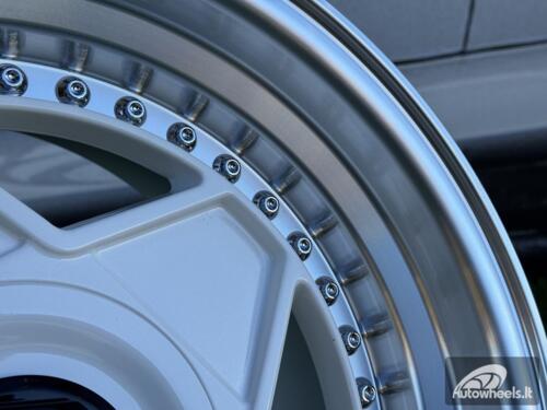 Ratlankis Ferrari Billet style 15X8.25J 4X100/4X108 ET20 73.1 White with Diamond cut lip and chrome rivets