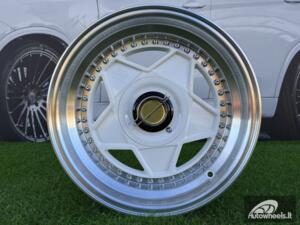 Ratlankis Ferrari Billet style 15X8.25J 4X100/4X108 ET20 73.1 White with Diamond cut lip and chrome rivets