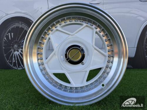 Ratlankis Ferrari Billet style 15X8.25J 4X100/4X108 ET20 73.1 White with Diamond cut lip and chrome rivets wheel