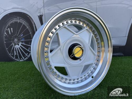 Ratlankis Ferrari Billet style 15X8.25J 4X100/4X108 ET20 73.1 White with Diamond cut lip and chrome rivets wheel