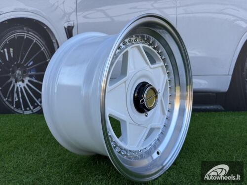 Ratlankis Ferrari Billet style 15X8.25J 4X100/4X108 ET20 73.1 White with Diamond cut lip and chrome rivets wheel
