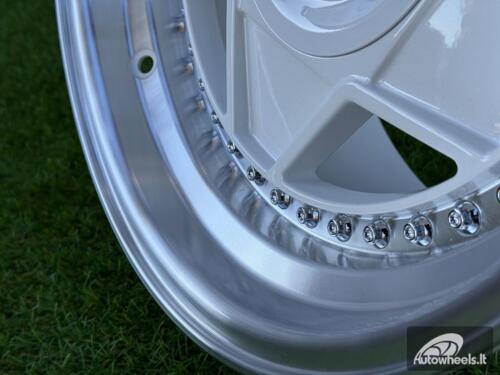 Ratlankis Ferrari Billet style 15X8.25J 4X100/4X108 ET20 73.1 White with Diamond cut lip and chrome rivets wheel