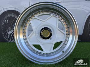 Ratlankis Ferrari Billet style 15X8.25J 4X100/4X108 ET20 73.1 White with Diamond cut lip and chrome rivets wheel