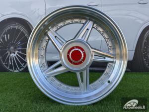  Ratlankis Ferarri 458 Split Style R17X8.5J 5X112/5X120 ET20 73.1 Silver with Diamond cut and silver rivets