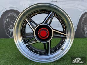  Ratlankis Ferarri 458 Split Style R17X8.5J 4X100/4X108 ET20 73.1 Black with Diamond cut and silver rivets