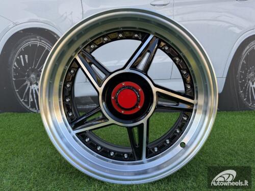 Ratlankis Ferarri 458 Split Style R17X8.5J 4X100/4X108 ET20 73.1 Black with Diamond cut and silver rivets wheel