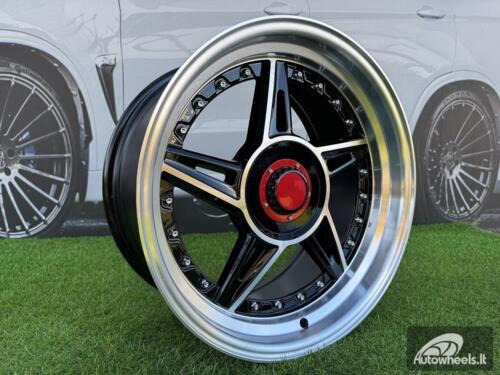 Ratlankis Ferarri 458 Split Style R17X8.5J 4X100/4X108 ET20 73.1 Black with Diamond cut and silver rivets wheel