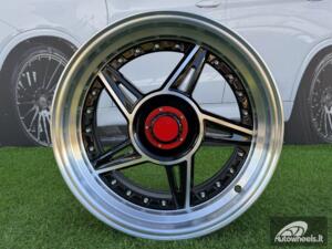 Ratlankis Ferarri 458 Split Style R17X8.5J 4X100/4X108 ET20 73.1 Black with Diamond cut and silver rivets wheel