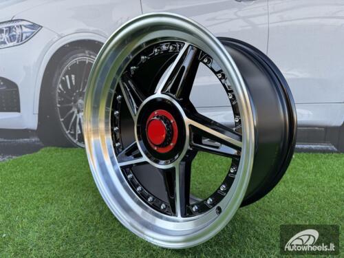  Ratlankis Ferarri 458 Split Style R17X8.5J 5X112/5X120 ET20 73.1 Black with Diamond cut and silver rivets 