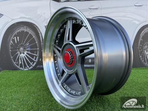  Ratlankis Ferarri 458 Split Style R17X8.5J 4X100/4X108 ET20 73.1 Grey with Diamond cut and silver rivets