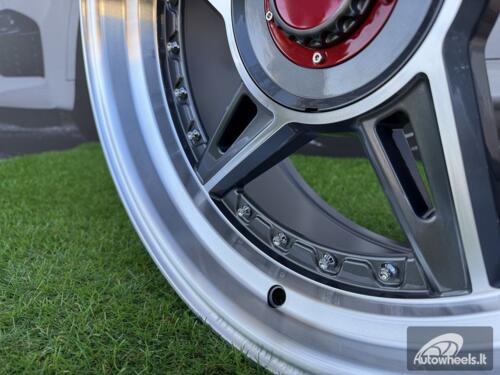  Ratlankis Ferarri 458 Split Style R17X8.5J 5X112/5X120 ET20 73.1 Grey with Diamond cut and silver rivets 