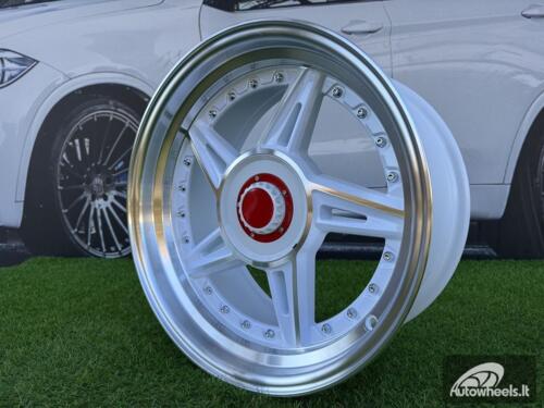  Ratlankis Ferarri 458 Split Style R17X8.5J 5X112/5X120 ET20 73.1 White with Diamond cut and silver rivets 