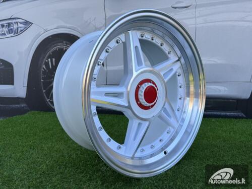  Ratlankis Ferarri 458 Split Style R17X8.5J 5X112/5X120 ET20 73.1 White with Diamond cut and silver rivets 