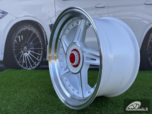 Ratlankis Ferarri 458 Split Style R17X8.5J 5X112/5X120 ET20 73.1 White with Diamond cut and silver rivets wheel