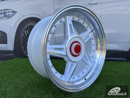 Ratlankis Ferarri 458 Split Style R17X8.5J 5X112/5X120 ET20 73.1 White with Diamond cut and silver rivets wheel