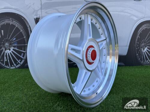 Ratlankis Ferarri 458 Split Style R17X8.5J 5X112/5X120 ET20 73.1 White with Diamond cut and silver rivets wheel