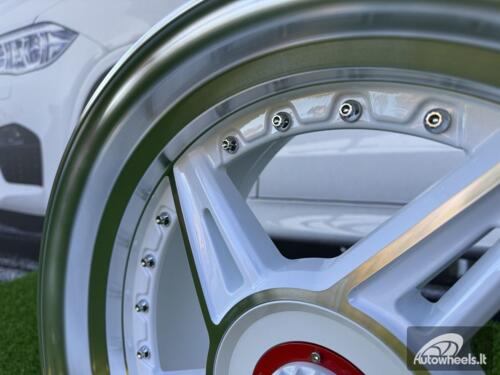 Ratlankis Ferarri 458 Split Style R17X8.5J 5X112/5X120 ET20 73.1 White with Diamond cut and silver rivets wheel