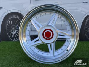 Ratlankis Ferarri 458 Split Style R17X8.5J 5X112/5X120 ET20 73.1 White with Diamond cut and silver rivets wheel