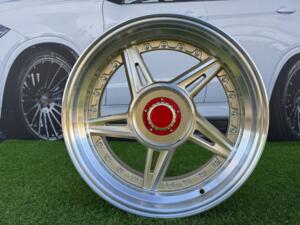 Ratlankis Ferarri 458 Split Style R17X8.5J 4X100/4X108 ET20 73.1 Gold with Diamond cut and silver rivets wheel