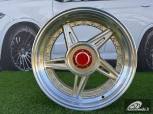  Ratlankis Ferarri 458 Split Style R17X8.5J 5X112/5X120 ET20 73.1 Gold with Diamond cut and silver rivets 