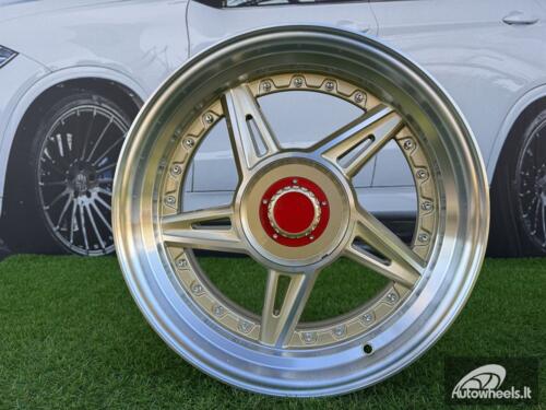 Ratlankis Ferarri 458 Split Style R17X8.5J 5X112/5X120 ET20 73.1 Gold with Diamond cut and silver rivets wheel