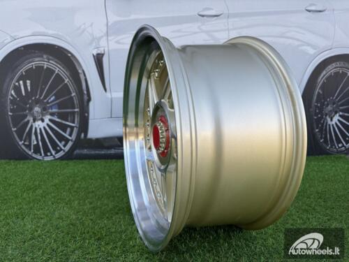 Ratlankis Ferarri 458 Split Style R17X8.5J 5X112/5X120 ET20 73.1 Gold with Diamond cut and silver rivets wheel