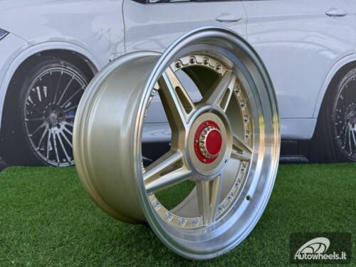 Ratlankis Ferarri 458 Split Style R17X8.5J 5X112/5X120 ET20 73.1 Gold with Diamond cut and silver rivets wheel
