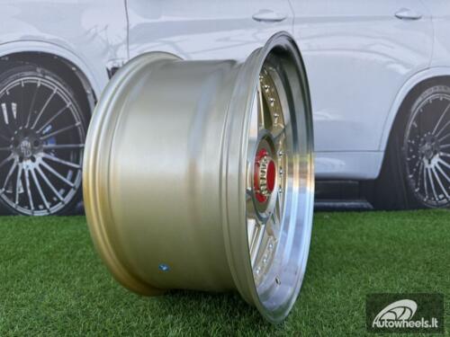 Ratlankis Ferarri 458 Split Style R17X8.5J 5X112/5X120 ET20 73.1 Gold with Diamond cut and silver rivets wheel