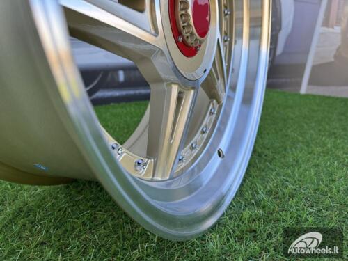 Ratlankis Ferarri 458 Split Style R17X8.5J 5X112/5X120 ET20 73.1 Gold with Diamond cut and silver rivets wheel