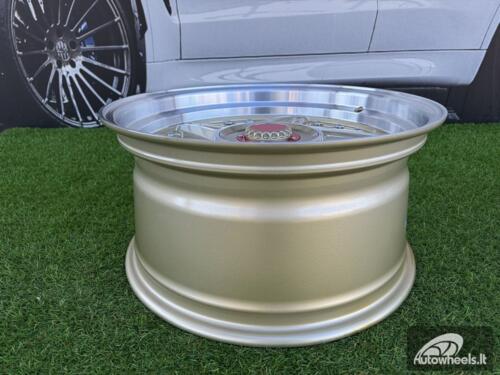 Ratlankis Ferarri 458 Split Style R17X8.5J 5X112/5X120 ET20 73.1 Gold with Diamond cut and silver rivets wheel