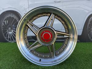 Ratlankis Ferarri 458 Split Style R17X8.5J 5X112/5X120 ET20 73.1 Bronze with Diamond cut and silver rivets wheel