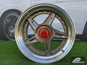  Ratlankis Ferarri 458 Split Style R17X8.5J 5X100/5X114.3 ET20 73.1 Bronze with Diamond cut and gold rivets wheel