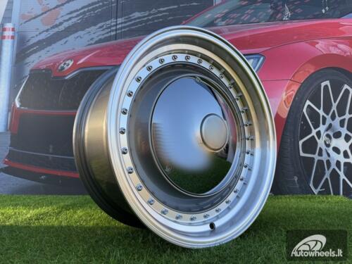 Ratlankis Smoothie Classic Style R17X7.5J 4X100/4X114.3 ET30 73.1 Grey with Diamond cut lip and silver rivets wheel