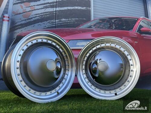 Ratlankis Smoothie Classic Style R17X7.5J 4X100/4X114.3 ET30 73.1 Grey with Diamond cut lip and chrome rivets