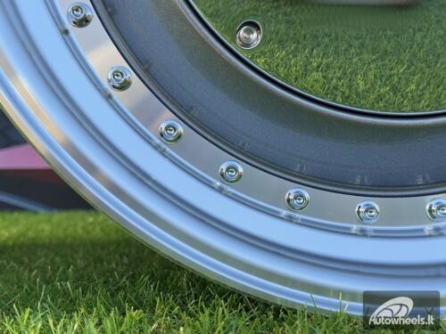 Ratlankis Smoothie Classic Style R17X7.5J 4X100/4X114.3 ET30 73.1 Grey with Diamond cut lip and chrome rivets