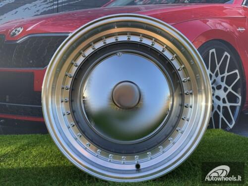 Ratlankis Smoothie Classic Style R17X7.5J 4X100/4X114.3 ET30 73.1 Grey with Diamond cut lip and chrome rivets