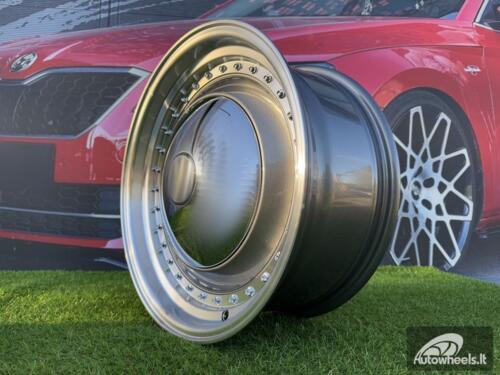 Ratlankis Smoothie Classic Style R17X7.5J 4X100/4X114.3 ET30 73.1 Grey with Diamond cut lip and chrome rivets