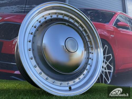 Ratlankis Smoothie Classic Style R17X7.5J 4X100/4X114.3 ET30 73.1 Grey with Diamond cut lip and chrome rivets