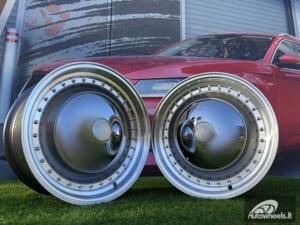 Ratlankis Smoothie Classic Style R17X7.5J 4X100/4X114.3 ET30 73.1 Grey with Diamond cut lip and chrome rivets
