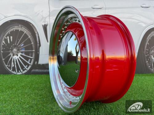 Ratlankis Smoothie Classic Style R17X7.5J 4X100/4X114.3 ET30 73.1 Red with Diamond cut lip and gold rivets wheel