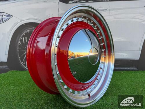 Ratlankis Smoothie Classic Style R17X7.5J 4X100/4X114.3 ET30 73.1 Red with Diamond cut lip and gold rivets wheel