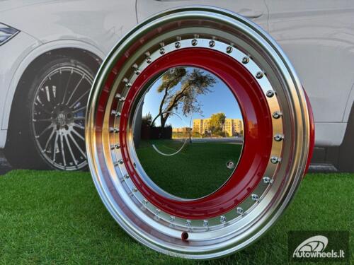 Ratlankis Smoothie Classic Style R17X7.5J 5X100/5X112 ET30 73.1 Red with Diamond cut lip and chrome rivets